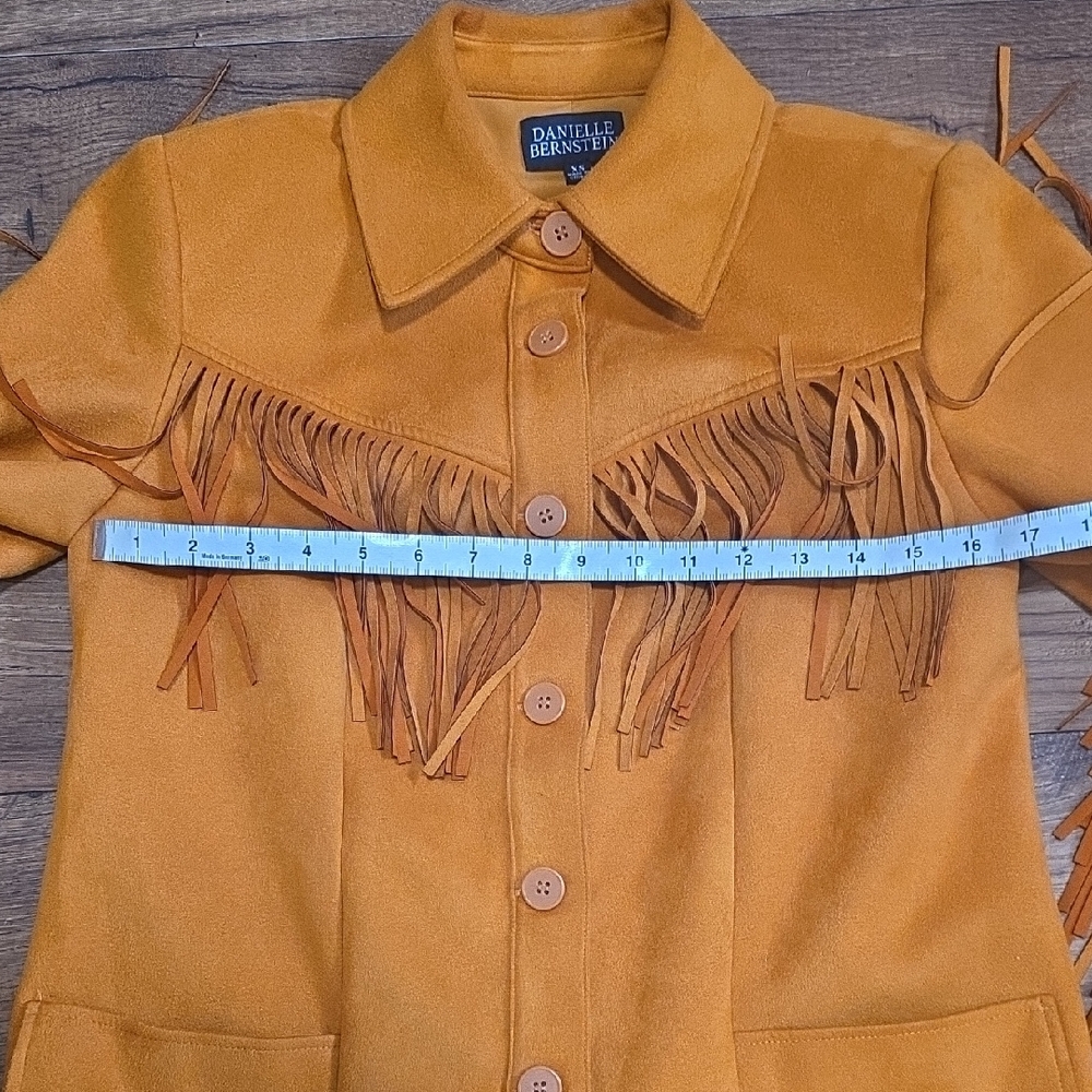 DANIELLE BERNSTEIN Mustard Leather Fringe Jacket - Picture 7 of 8